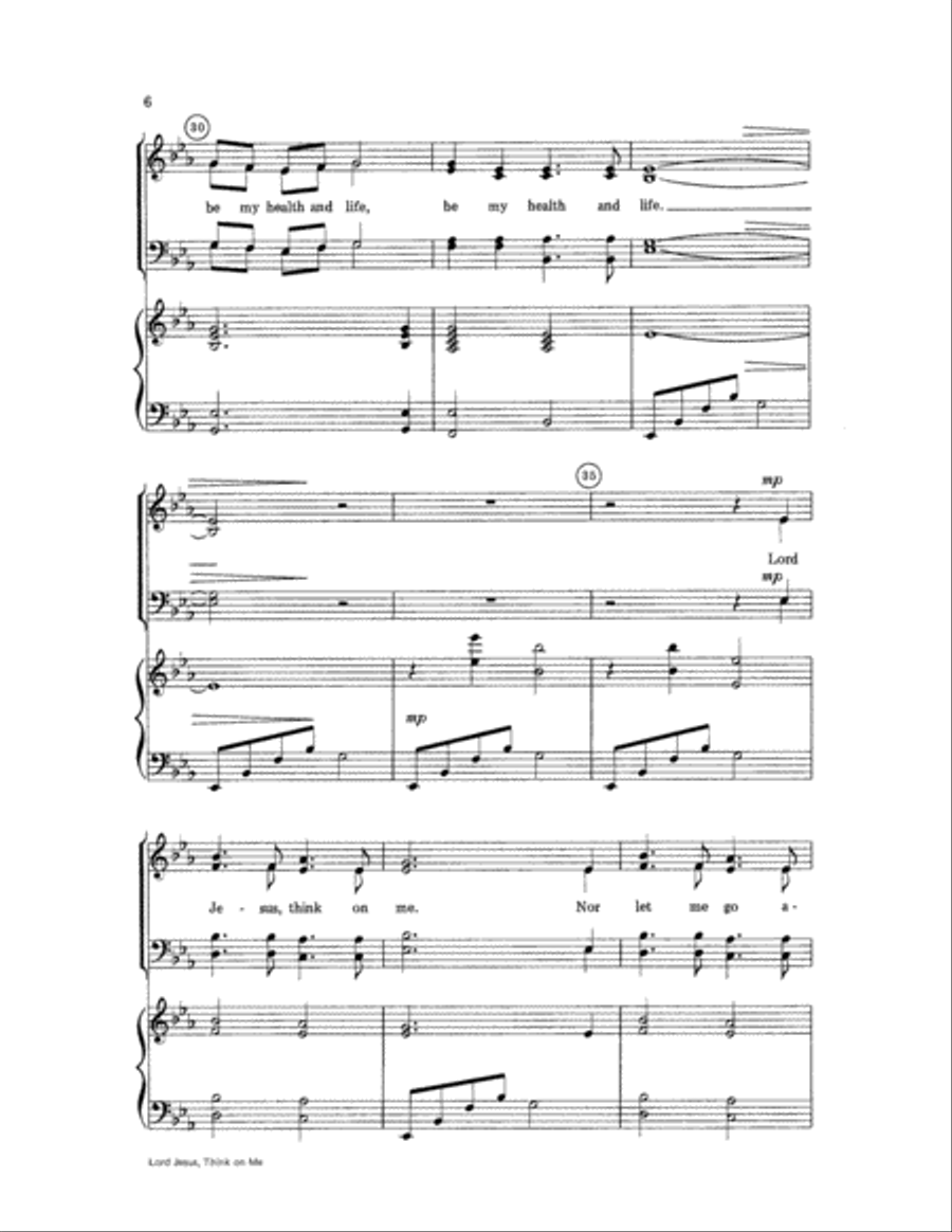 Lord Jesus, Think On Me 4-Part scores gallery preview page 6