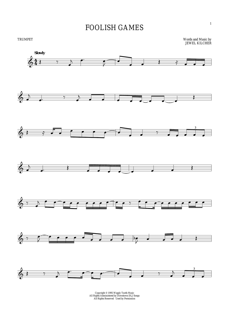 Foolish Games Trumpet Solo scores gallery preview page 1