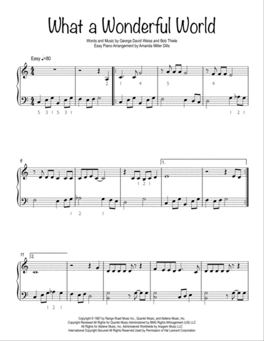 What A Wonderful World Easy Piano scores gallery preview page 1