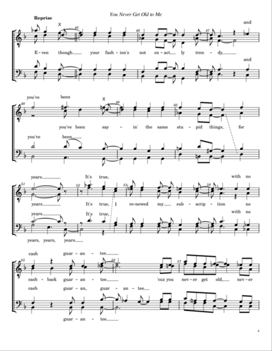 Never Get Old To Me Never Get Old To Me TTBB scores gallery preview page 4