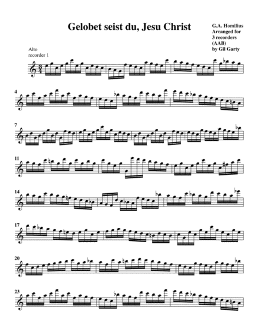 Gelobet seist du, Jesu Christ (arrangement for 3 recorders) Recorder scores gallery preview page 3