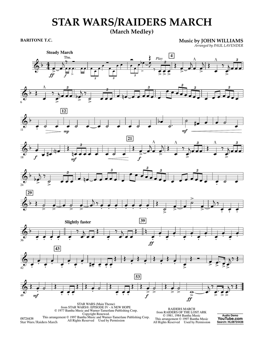 Star Wars/Raiders March - Baritone T.C. Concert Band scores gallery preview page 1