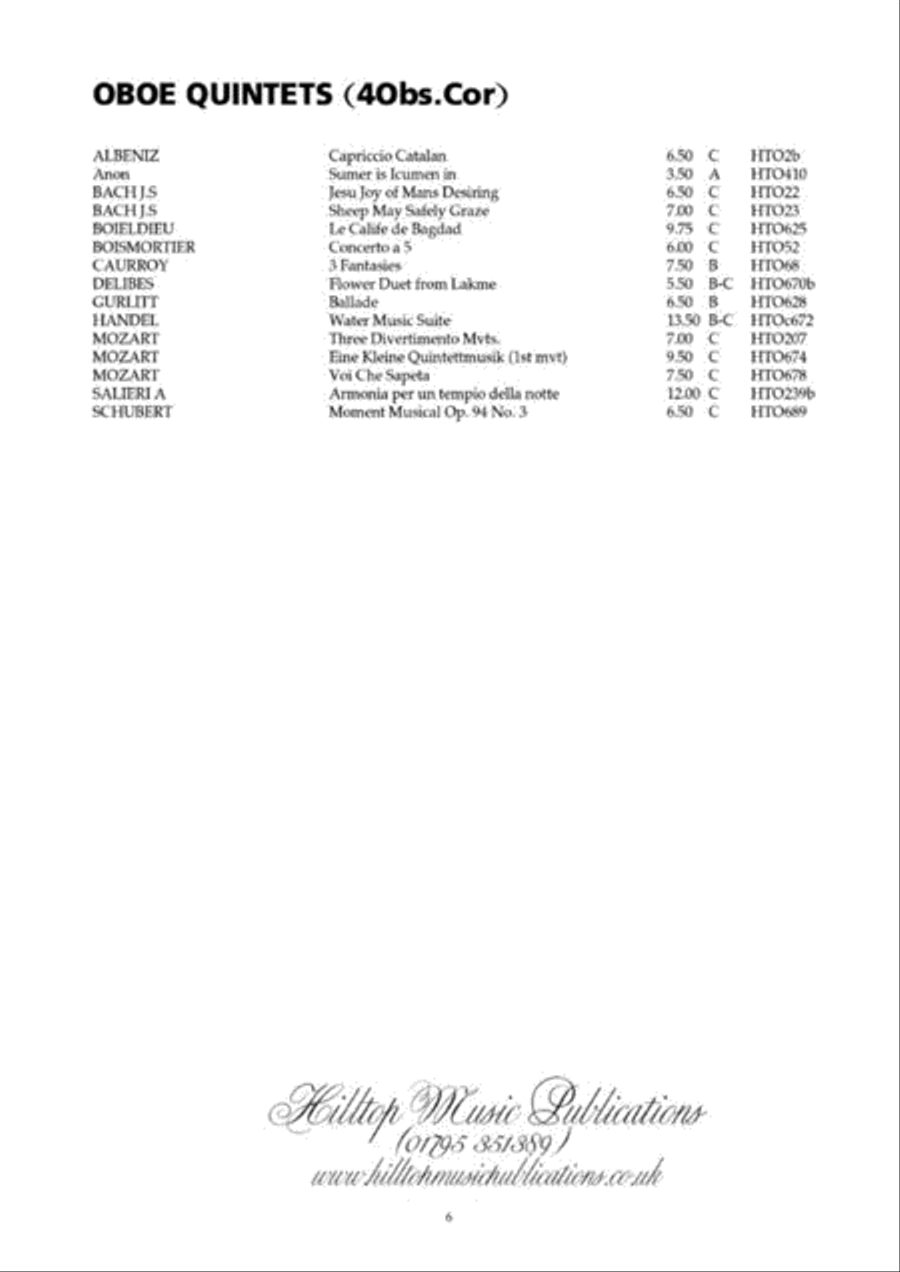Jesu Joy of Man's Desiring arr. four oboes and cor anglais Woodwind Quintet scores gallery preview page 6