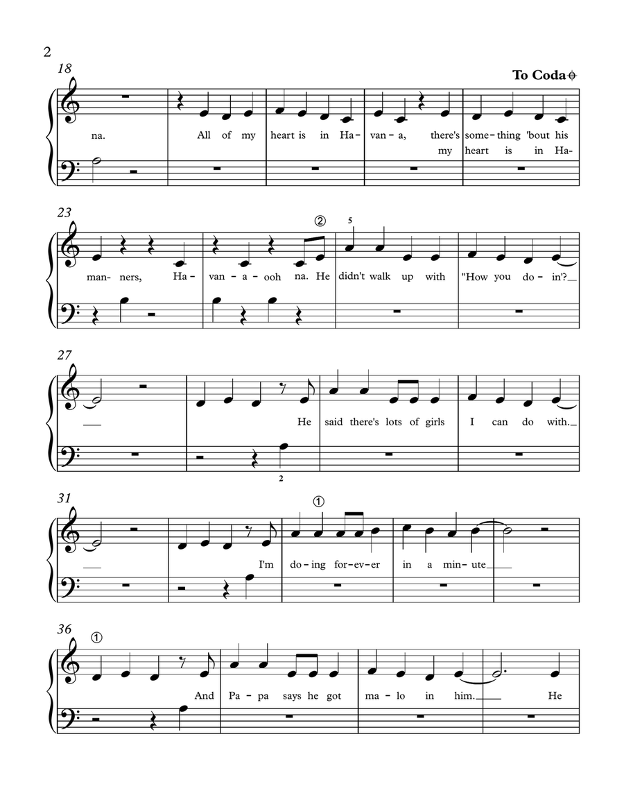Havana Easy Piano scores gallery preview page 2