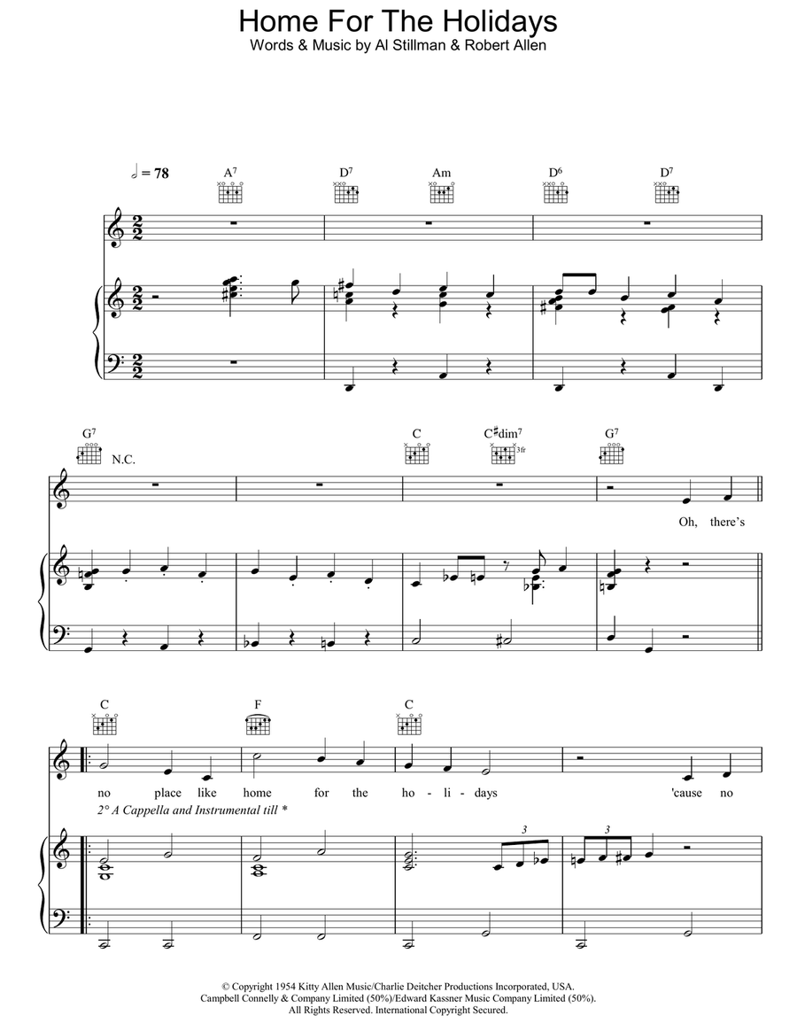 (There's No Place Like) Home For The Holidays Piano, Vocal, Guitar scores gallery preview page 1