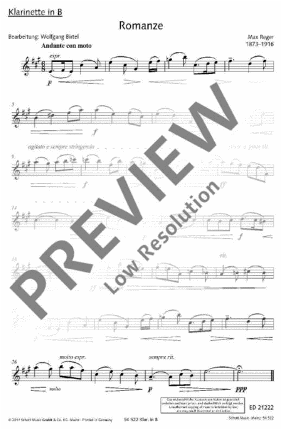 Romance G major B-Flat Clarinet scores gallery preview page 5