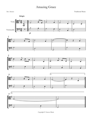 Jonh Newton Amazing Grace Easy Viola and Cello Sheet Music G major