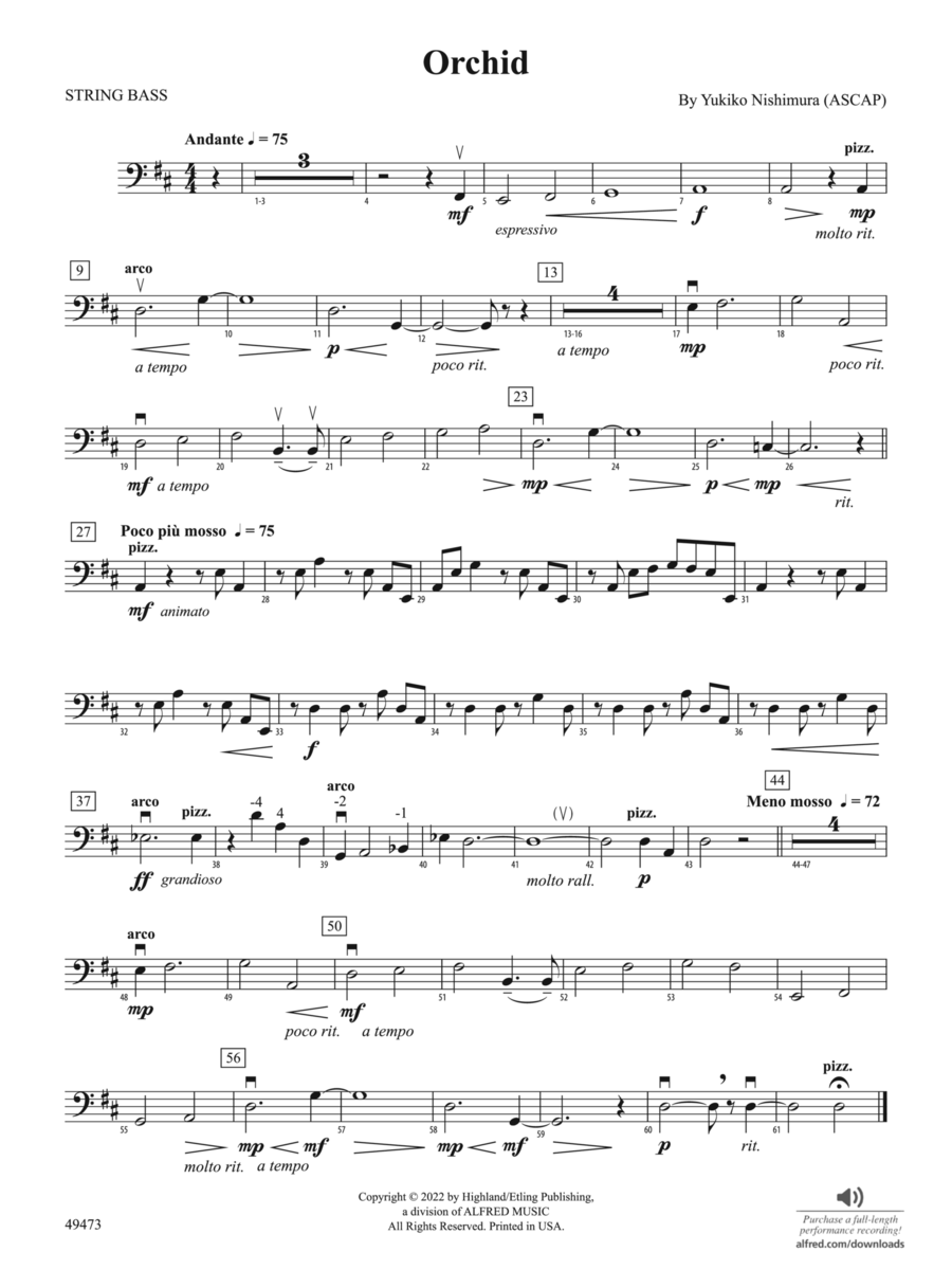 Orchid: String Bass String Orchestra scores gallery preview page 1