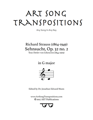 STRAUSS: Sehnsucht, Op. 32 no. 2 (transposed to G major)