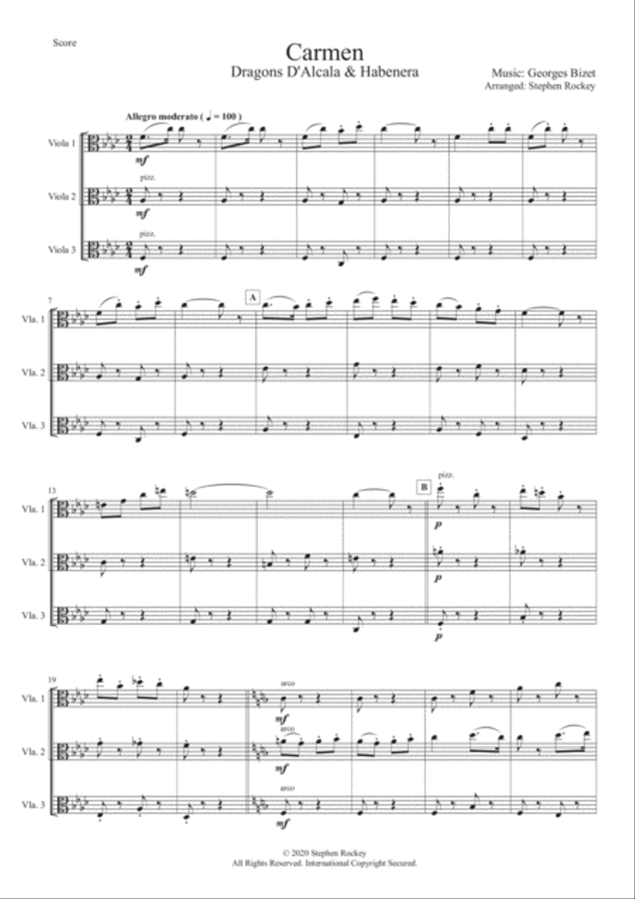 Carmen: 2 Pieces for Viola Trio String Trio scores gallery preview page 3