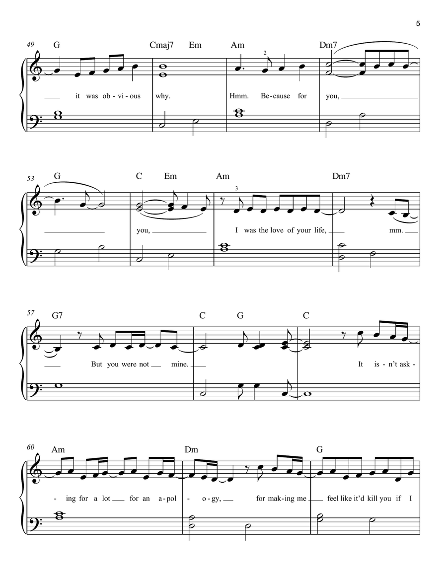 L'AMOUR DE MA VIE Easy Piano scores gallery preview page 5