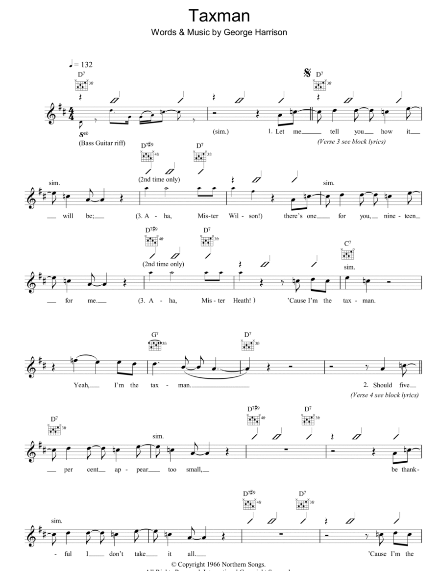 Taxman Piano scores gallery preview page 1