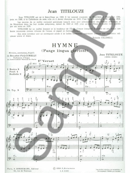Hymn 'pange Lingua Gloriosi' (maitres Classiques No.72) (organ)