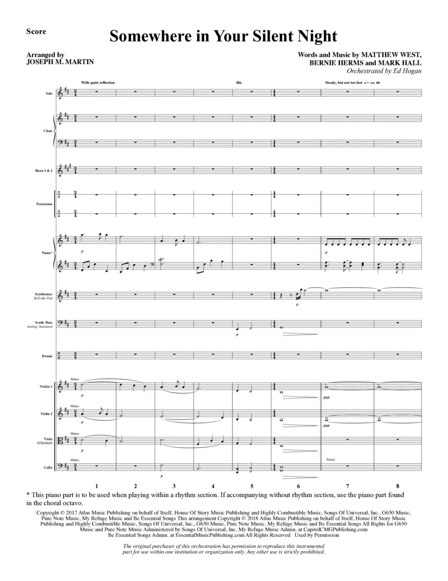 Somewhere in Your Silent Night - Full Score Choir scores gallery preview page 1