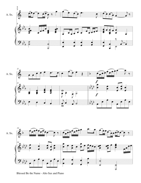 BLESSED BE THE NAME (Duet – Alto Sax and Piano/Score and Parts) image number null