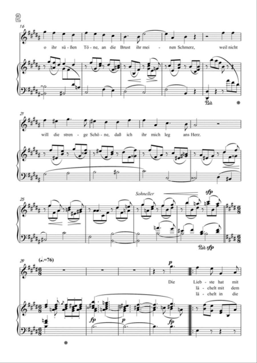 Schumann-Meine Töne still und heiter,Op.101 No.1 in B Major for Voice and Piano Voice Solo scores gallery preview page 3