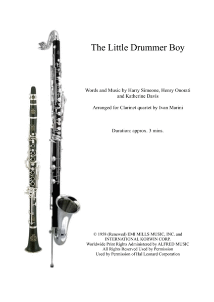 The Little Drummer Boy - Clarinet Quartet image number null