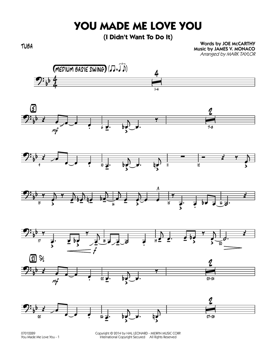 You Made Me Love You (I Didn't Want to Do It) - Tuba