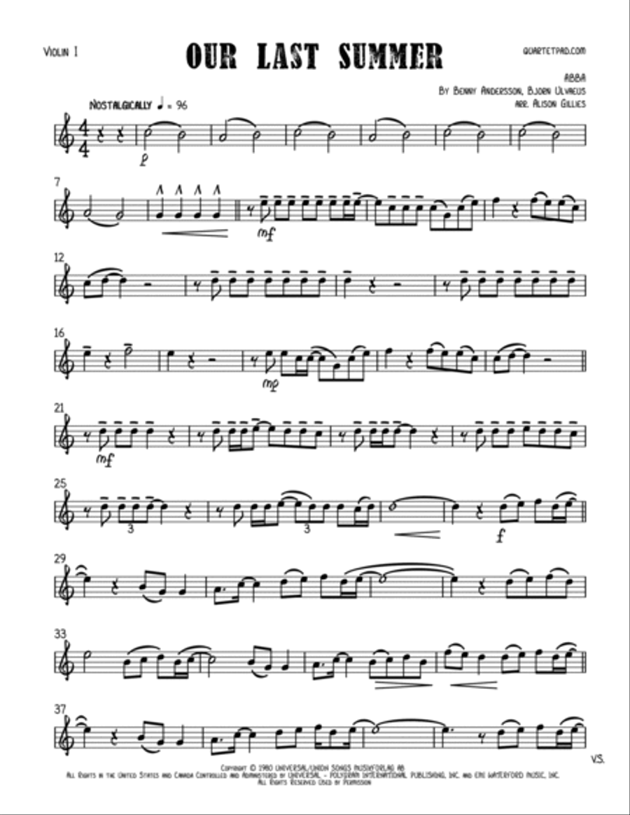 Our Last Summer Our Last Summer String Quartet scores gallery preview page 6