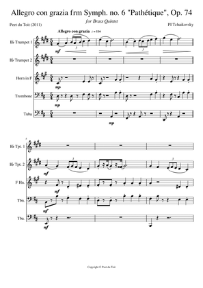 Allegro con grazia from Symphony no. 6 'Pathétique', Op. 74 - PI Tchaikovsky (Brass Quintet)