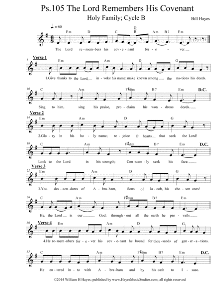 Psalm 105: The Lord Remembers His Covenant (leadsheet) Praise scores gallery preview page 1