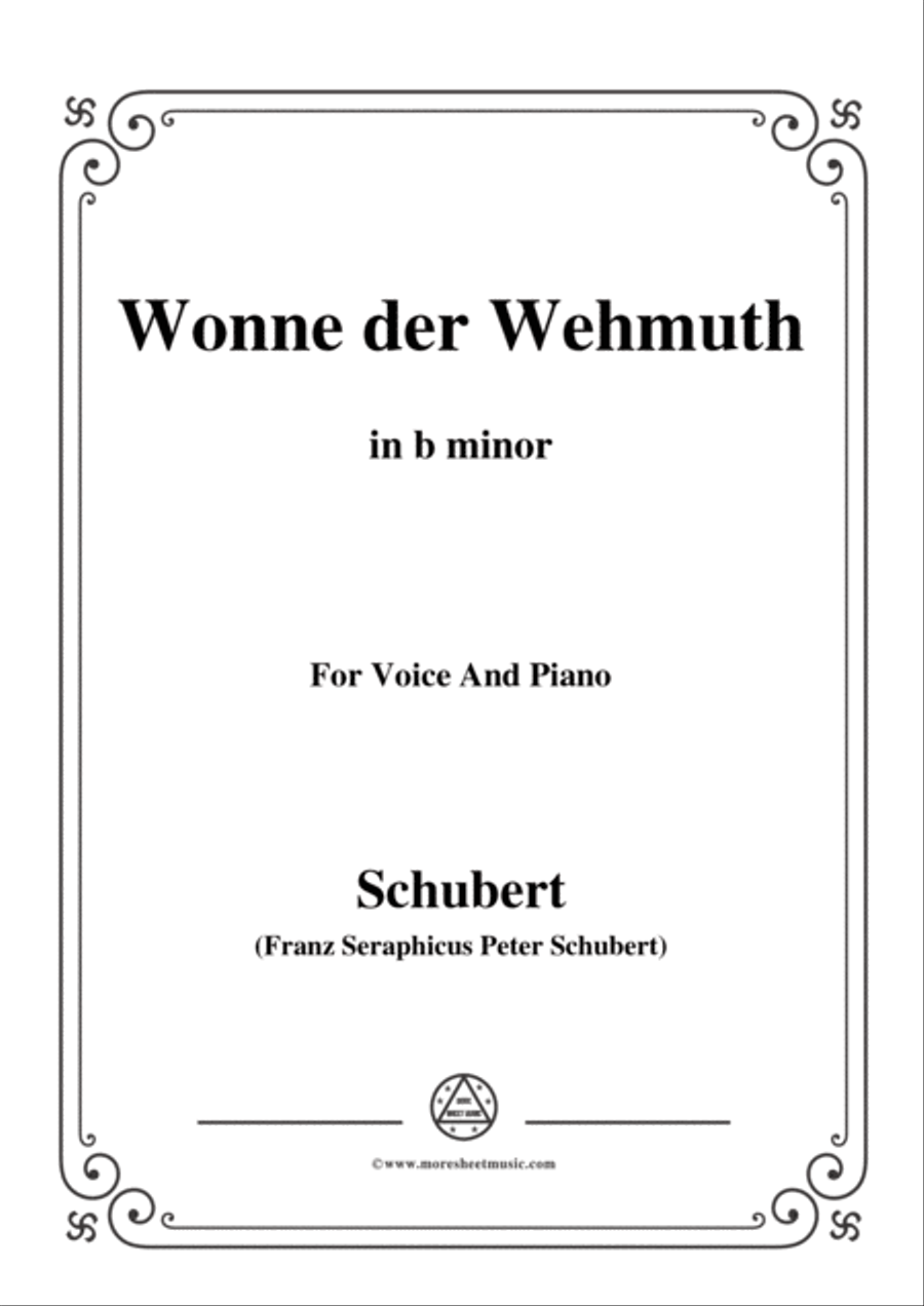 Schubert-Wonne der Wehmuth,Op.115 No.2,in b minor,for Voice&Piano Voice scores gallery preview page 1