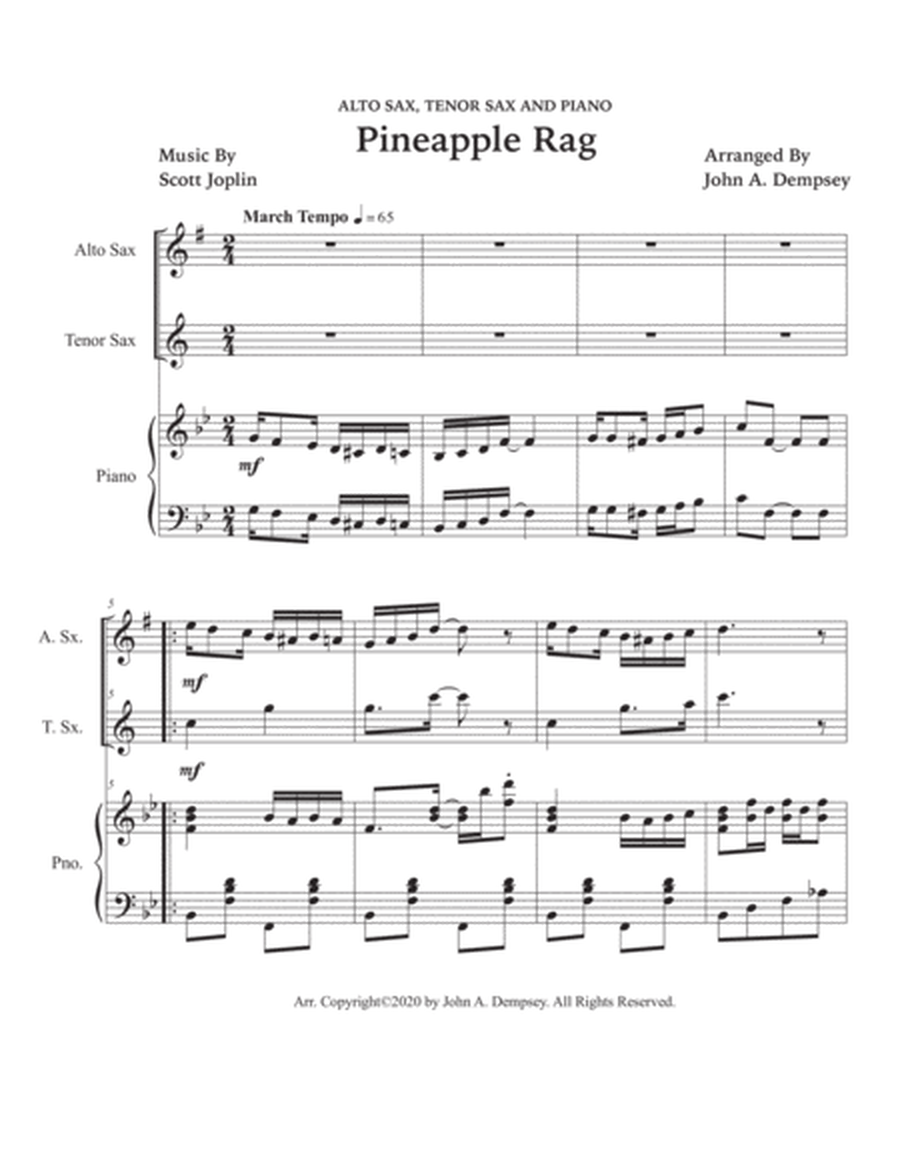Pineapple Rag (Trio for Alto Sax, Tenor Sax and Piano) image number null