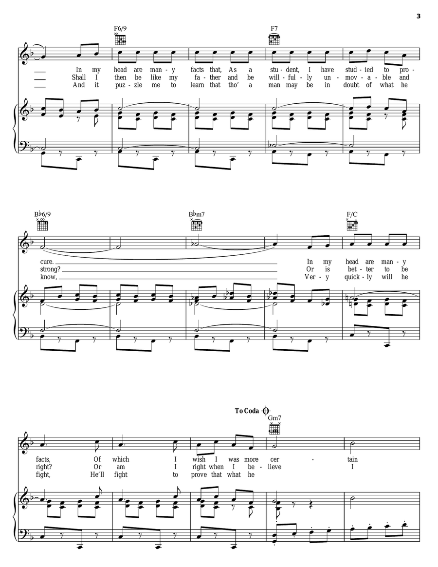 A Puzzlement A Puzzlement Piano, Vocal, Guitar scores gallery preview page 3