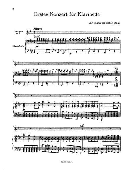 Clarinet Concerto No. 1 in F Minor, Op. 73 (Orch.)