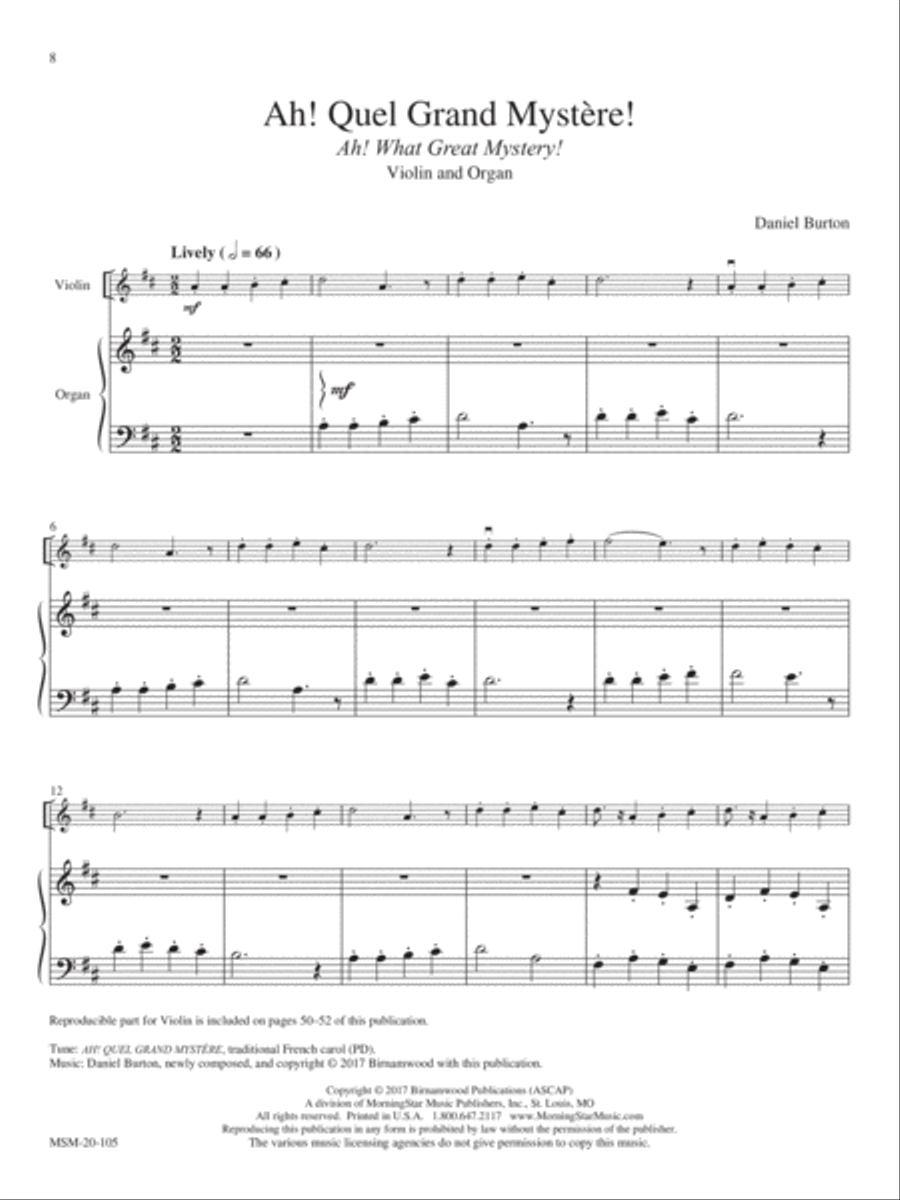 Ah! Quel Grand Myst√®re! (Ah! What Great Mystery!) Violin scores gallery preview page 1
