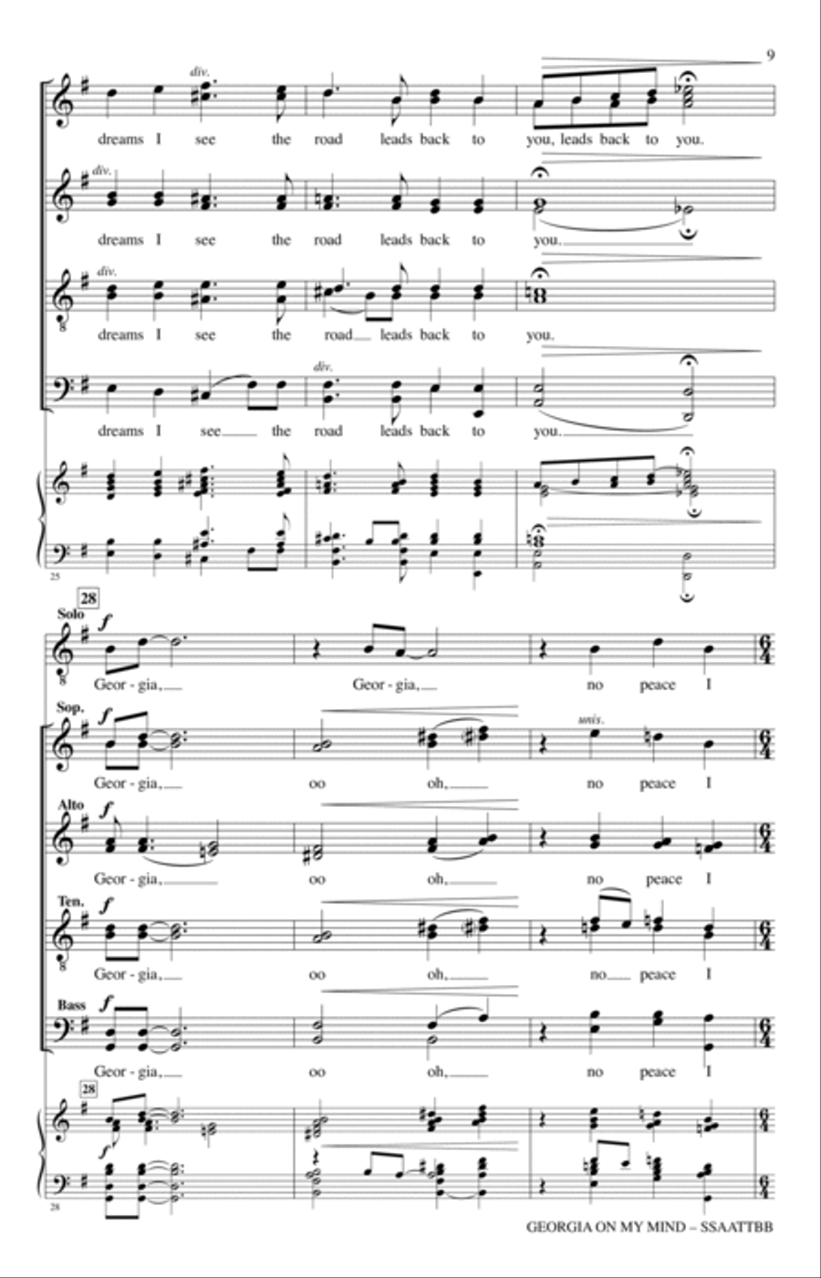 Georgia On My Mind (arr. Tripp Carter) SSAATTBB scores gallery preview page 7
