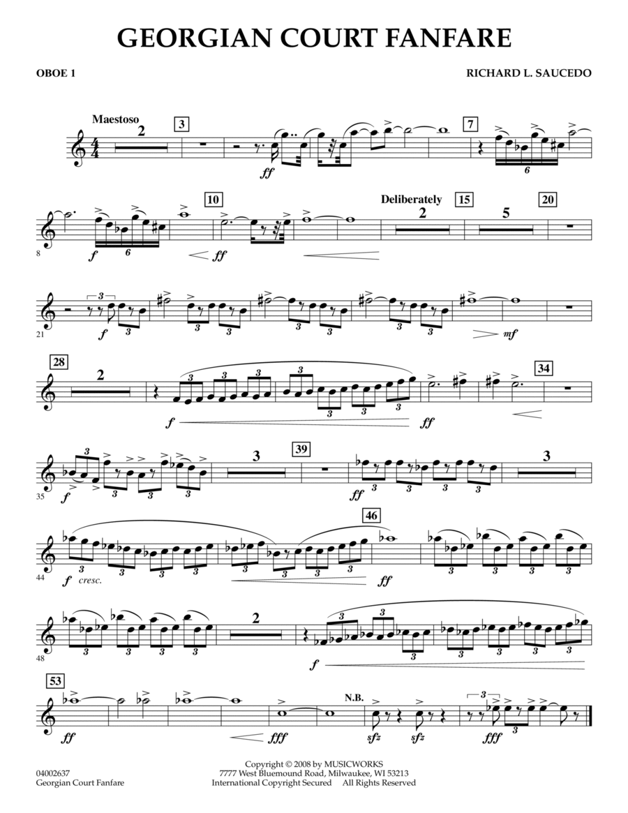 Georgian Court Fanfare - Oboe 1 Oboe scores gallery preview page 1