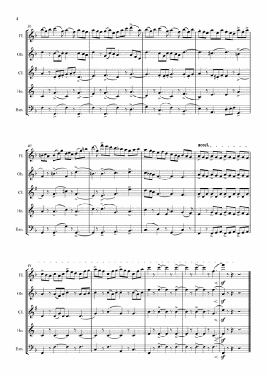 Parry: Lady Radnor's Suite VI. Gigue - wind quintet Woodwind Quintet scores gallery preview page 4