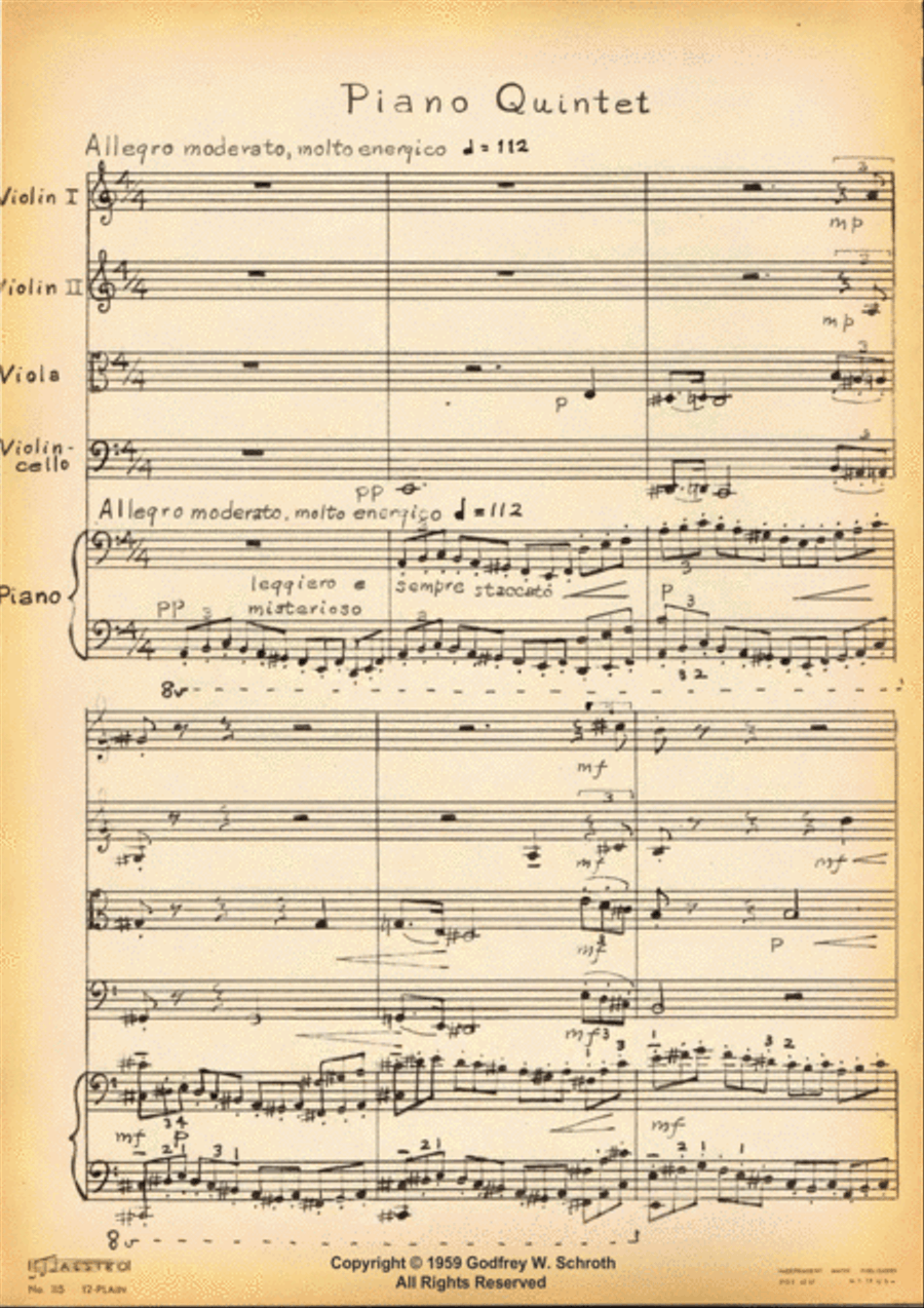 Quintet for Piano and Strings String Quartet scores gallery preview page 4