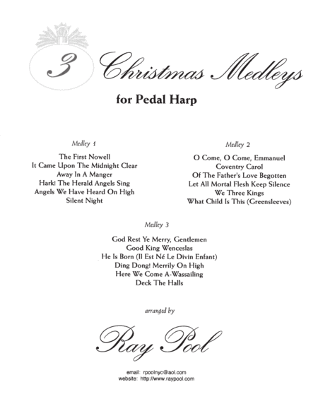 Three Christmas Medleys for Pedal Harp