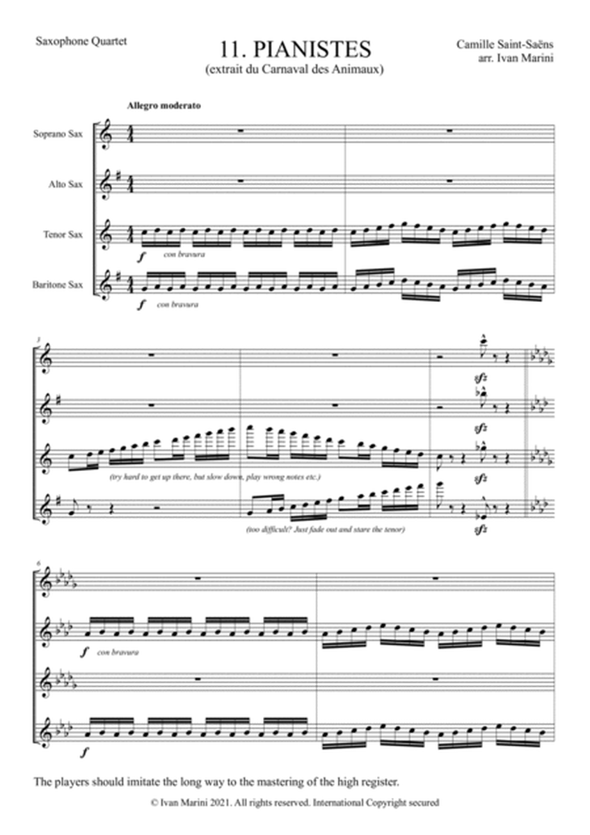 THE CARNIVAL OF THE ANIMALS for Saxophone Quartet - 11. Pianistes (Pianists)