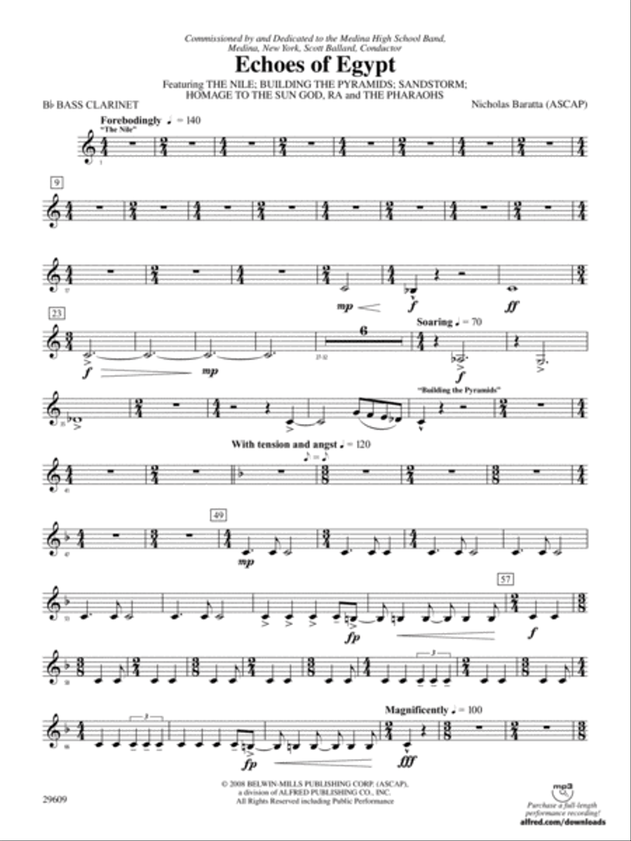 Echoes of Egypt: B-flat Bass Clarinet Concert Band scores gallery preview page 1