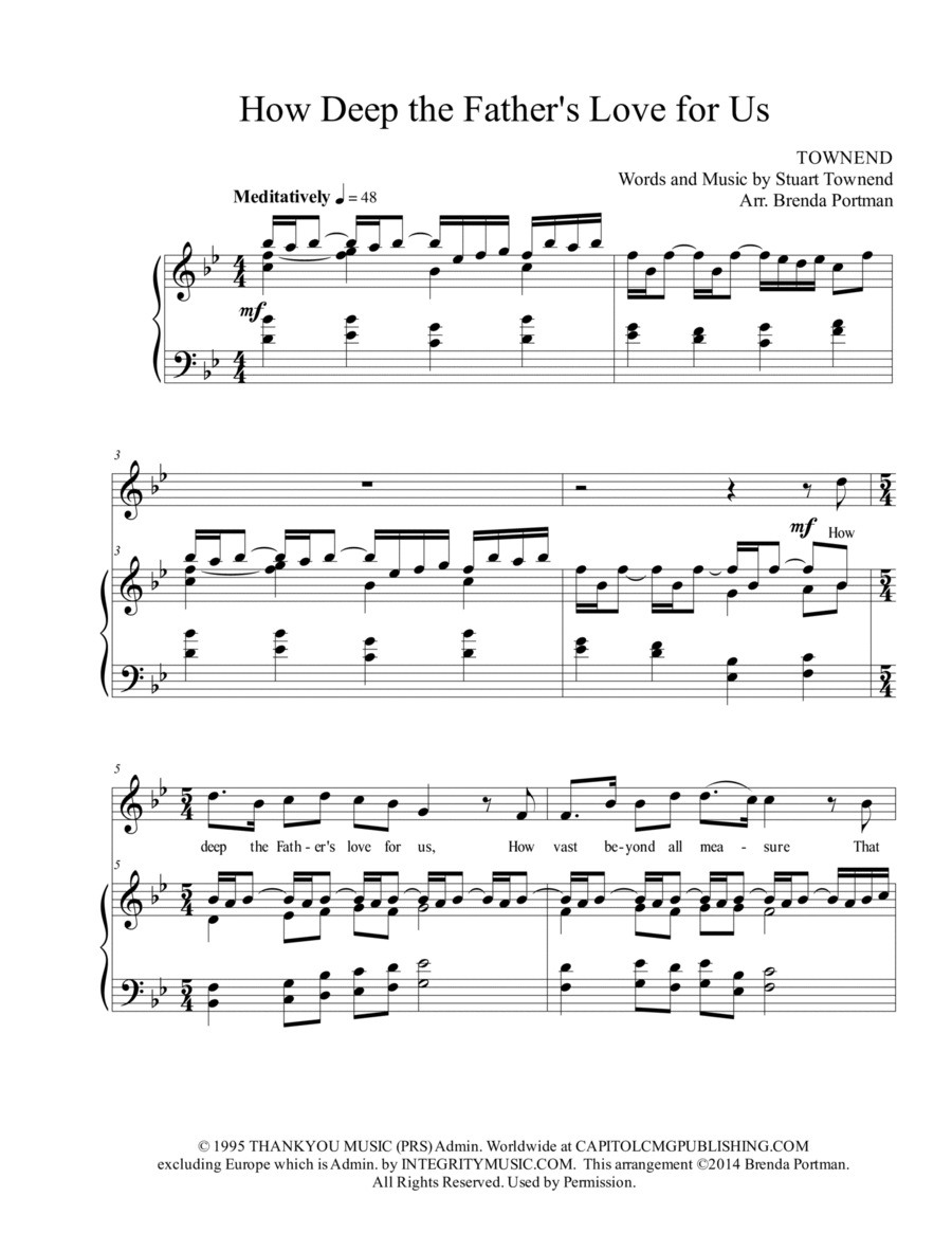 How Deep The Father's Love For Us High Voice scores gallery preview page 1