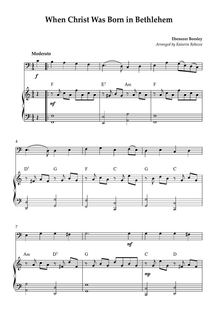 When Christ Was Born in Bethlehem Bassoon scores gallery preview page 1