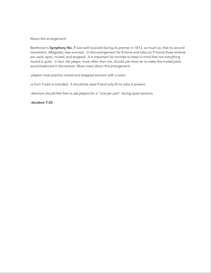 Allegretto from Symphony 7 for Horn Choir Choir scores gallery preview page 2