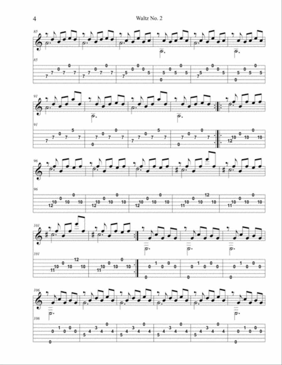 Waltz No. 2 Classical Guitar scores gallery preview page 4