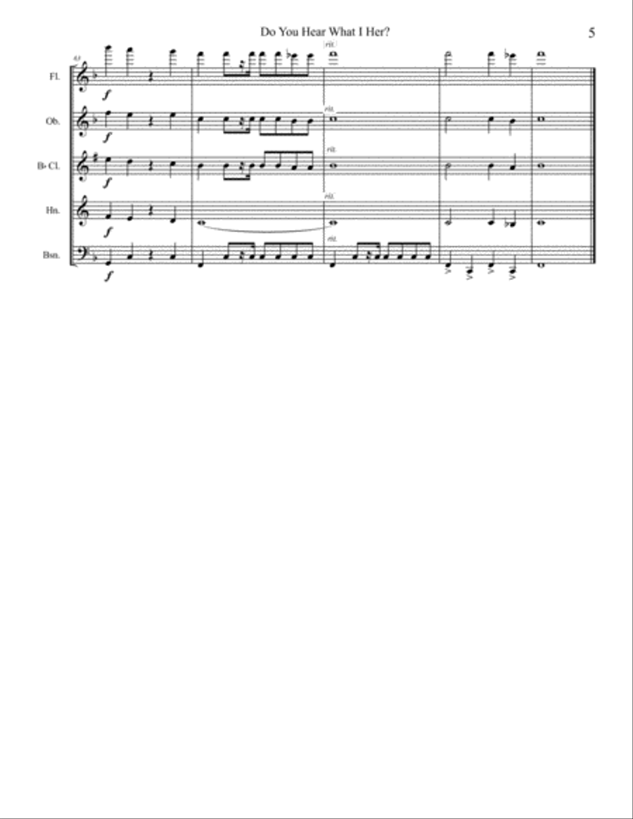 Do You Hear What I Hear Woodwind Quintet scores gallery preview page 5