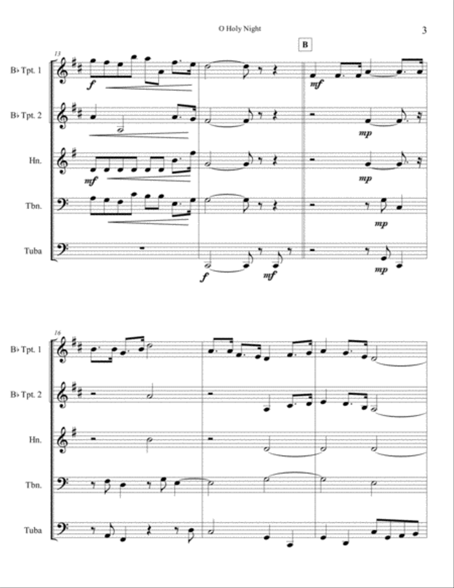 O Holy Night Brass Ensemble scores gallery preview page 4