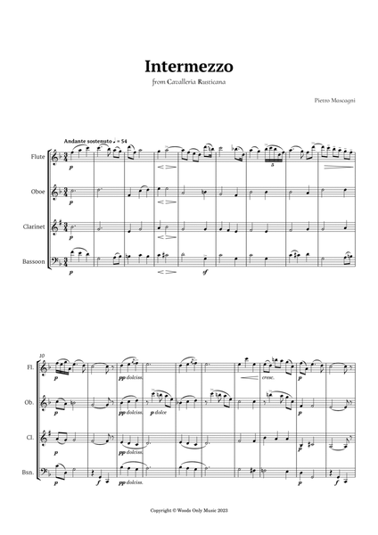 Intermezzo from Cavalleria Rusticana by Mascagni for Woodwind Quartet image number null