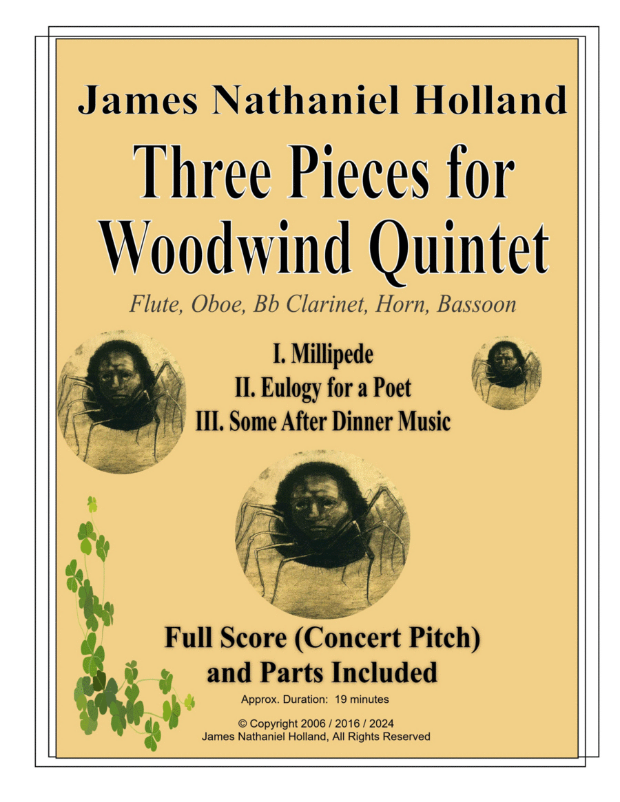 Three Pieces for Woodwind Quintet, Millipede Woodwind Quintet scores gallery preview page 1