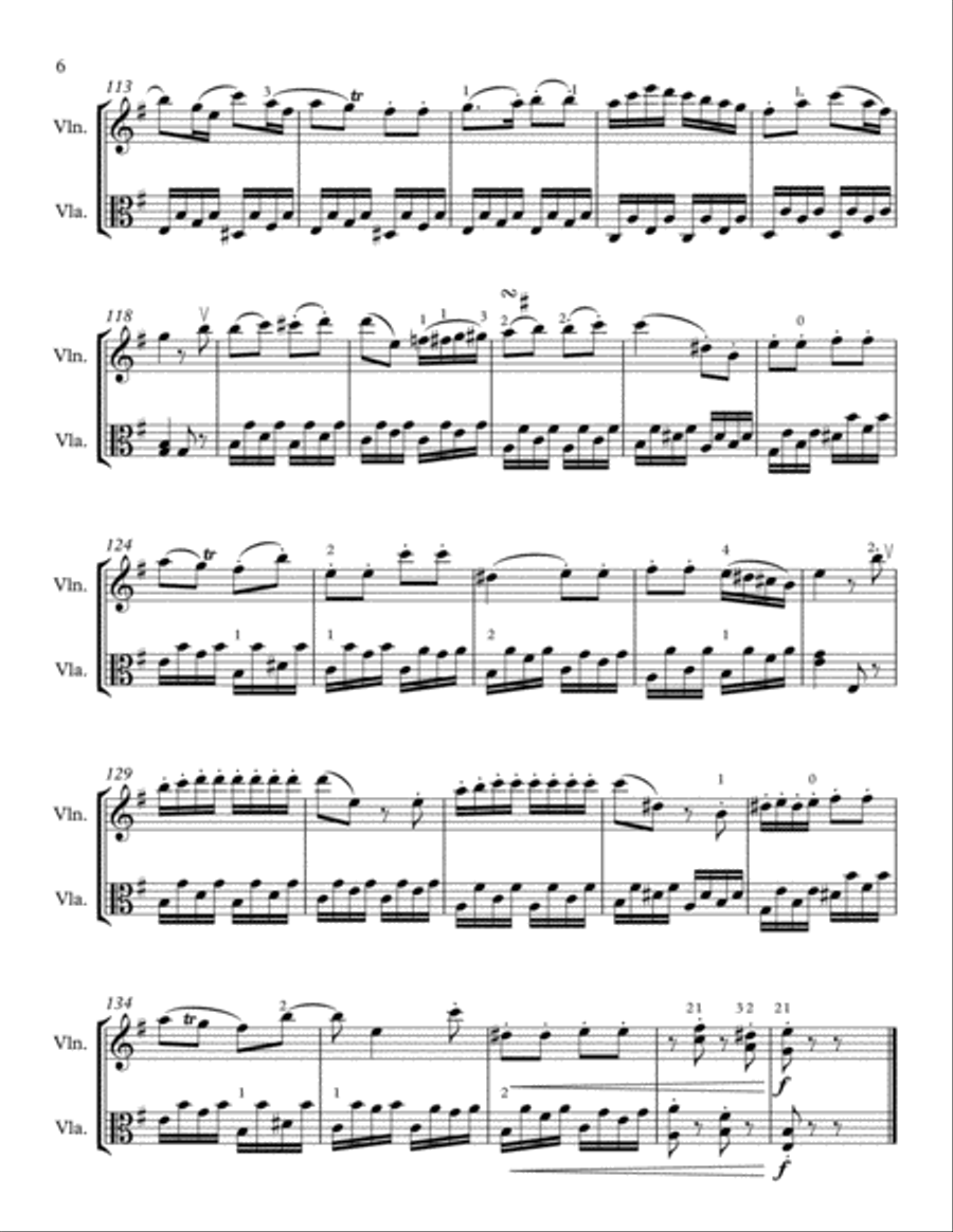 Haydn Sonata in E-minor for violin and viola, 3rd movement String Duet scores gallery preview page 6
