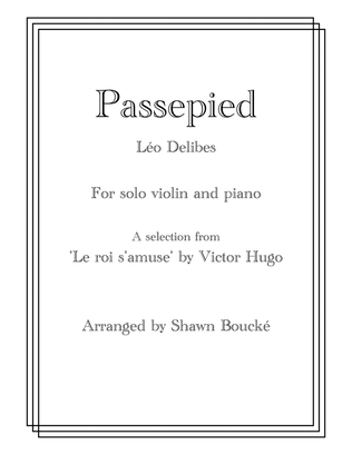 Book cover for Passepied for Violin and Piano from Le roi s'amuse
