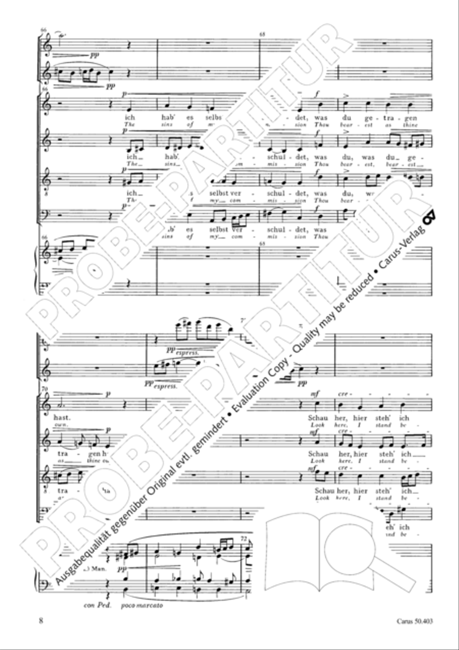O sacred head, sore wounded (O Haupt voll Blut und Wunden) 4-Part scores gallery preview page 9
