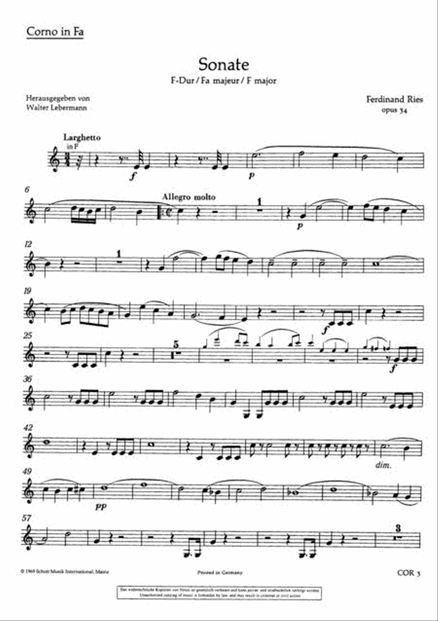 Sonata In F Major Op. 34 Horn scores gallery preview page 3