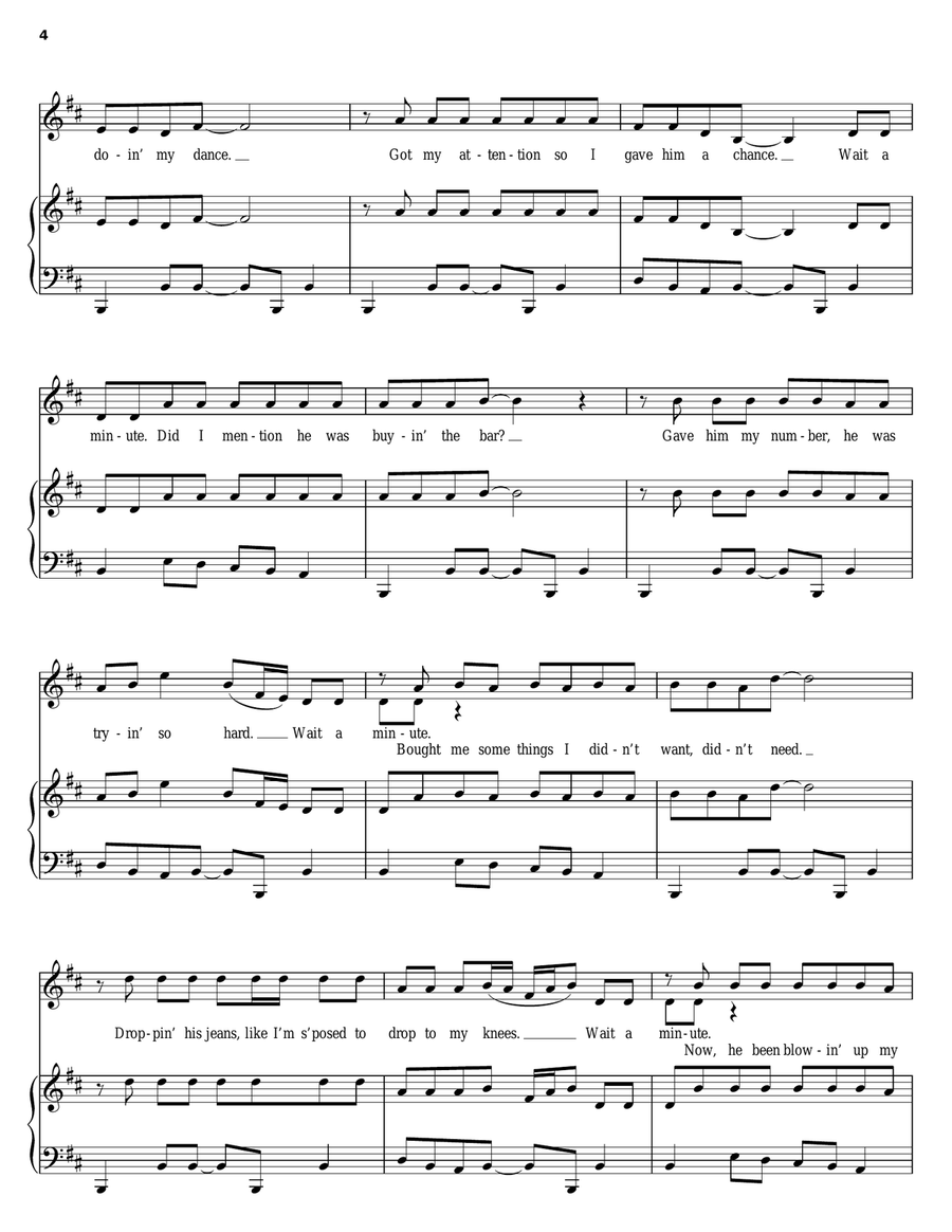 Wait A Minute Piano, Vocal, Guitar scores gallery preview page 4